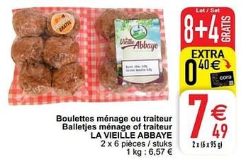 Cora Boulettes ménage ou traiteur balletjes ménage of traiteur la vieille abbaye aanbieding