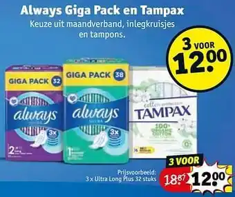 Kruidvat Always giga pack ultra long plus aanbieding