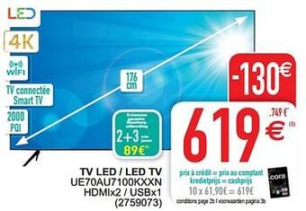 Cora Samsung tv led - led tv ue70au7100kxxn aanbieding