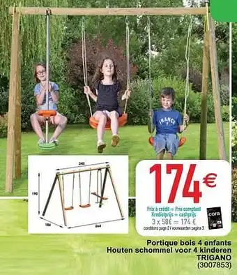 Portique bois 4 enfants houten schommel voor 4 kinderen trigano