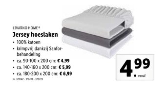 Lidl Livarno home Jersey hoeslaken 90-100 x 200 cm aanbieding
