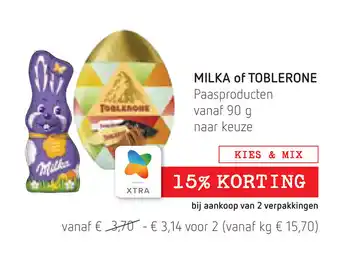 Spar Milka of Toblerone 90 G aanbieding