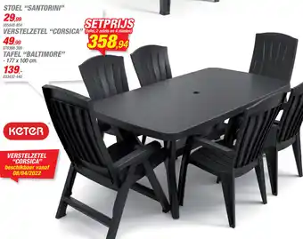 Hubo Keter Stoel "Santorini" Verstelzetel "Corsica" Tafel "Baltimore" 177 x 100 cm aanbieding