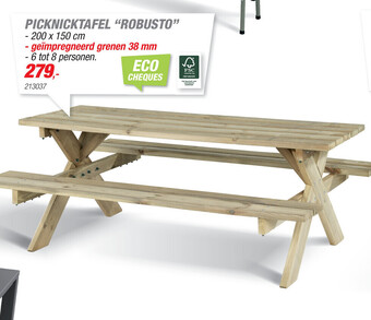 Hubo Picknicktafel "Robusto" 200 x 150 cm aanbieding
