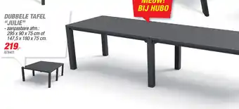 Hubo Dubbele Tafel "Julie" 295 x 90 x 75 cm of 147,5 x 180 x 75 cm aanbieding