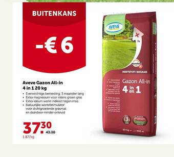 AVEVE Aveve Gazon All-in 4 In 1 20 Kg aanbieding