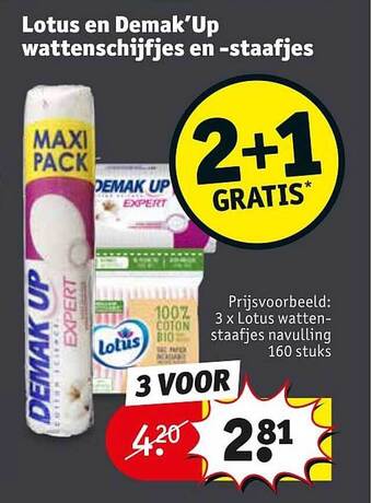 Kruidvat Lotus En Demak'up Wattenschijfjes En -staafjes aanbieding