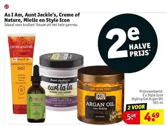 Kruidvat As I Am, Aunt Jackie's, Creme Of Nature, Mielle En Style Icon aanbieding