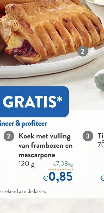 OKay Koek met vulling van frambozen en mascarpone 120 G aanbieding