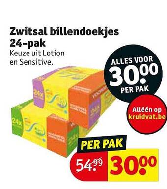Kruidvat Zwitsal Billendoekjes aanbieding