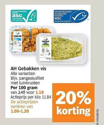 Albert Heijn Ah Gebakken Vis aanbieding