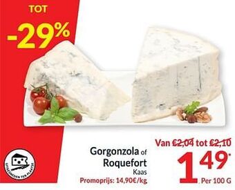 Intermarché Gorgonzola of roquefort kaas aanbieding