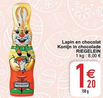 Cora Lapin en chocolat konijn in chocolade riegelein aanbieding