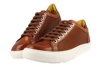 Berca Shoes Cnudde - Luxurious Handmade Shoes Italy Veterschoen Heren Volledig Leder - Cognac aanbieding