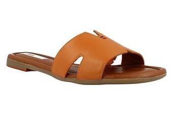 Berca Shoes S. Oliver Slipper Dames Volledig Leder Soft Foam Uitgesneden Slipper - Oranje aanbieding