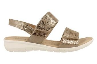 Berca Shoes Caprice Sandaal Op Sleehak Dames Comfort Trend Dierenprint Volledig Leder - Goud aanbieding