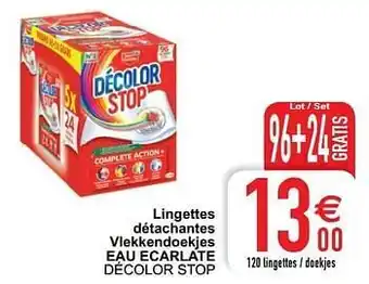 Lingettes détachantes vlekkendoekjes eau ecarlate décolor stop