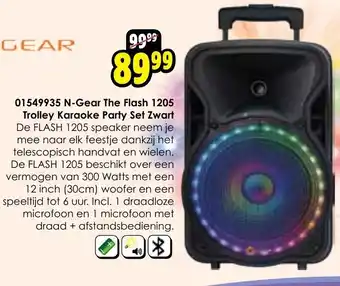 ToyChamp 01549935 N-Gear The Flash 1205 Trolley Karaoke Party Set Zwart aanbieding
