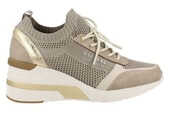 Berca Shoes Mustang Sneaker Laag Dames Sneakersock - Taupe aanbieding
