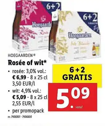 Lidl Hoegaarden Rosee Of Wit aanbieding