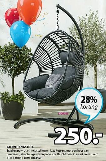 Jysk Gjern hangstoel aanbieding