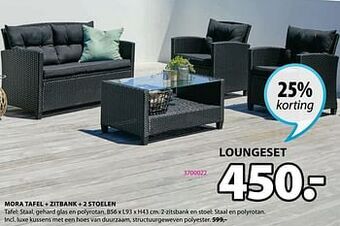 Jysk Mora tafel + zitbank + 2 stoelen aanbieding