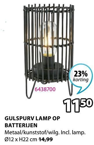Jysk Gulspurv lamp op batterijen aanbieding