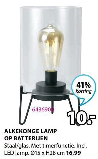 Jysk Alkekonge lamp op batterijen aanbieding