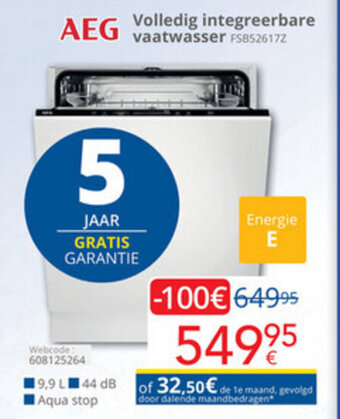 Eldi AEG Volledig integreerbare vaatwasser aanbieding