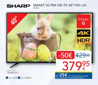 Eldi Sharp Smart Ultra HD-TV 40"/101cm aanbieding