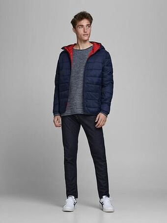 Berca Shoes Jack & Jones Jas J-Jemagic Puffer Blauw Hood ,Zeer Licht Om Te Dragen - Blauw aanbieding