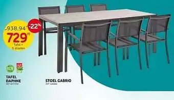 Tafel daphne tafel + 6 stoelen