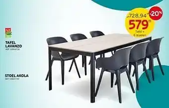 Brico Tafel lavanzo tafel + 6 stoelen aanbieding