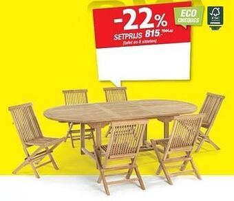 Hubo Tafel en 6 stoelen aanbieding