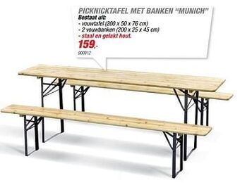 Hubo Picknicktafel met banken munich aanbieding