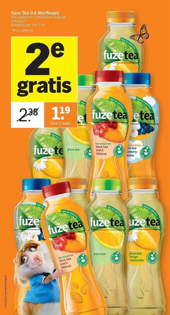 Albert Heijn Fuze Tea 0.4 Literflesjes aanbieding