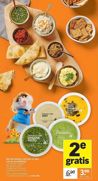 Albert Heijn Alle Ah Salades, Spreads En Dips Van De Versafdeling aanbieding
