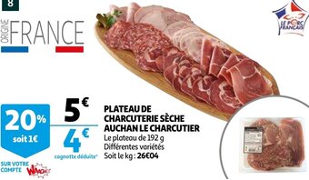 Plateau de charcuterie seche auchan le charcutier 192g