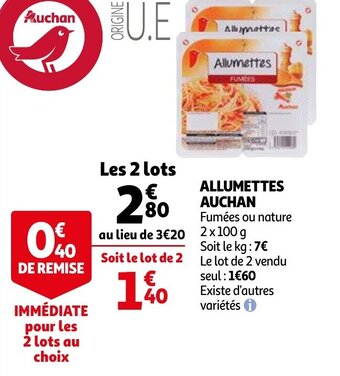 Auchan Allumettes auchan 2 x 100g aanbieding