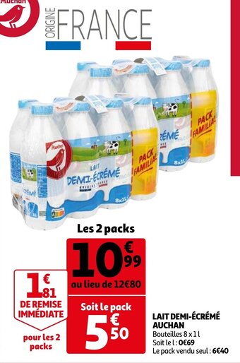 Auchan Lait demi-ecreme auchan aanbieding