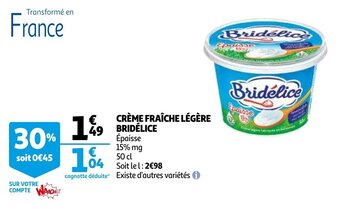 Auchan Creme fraiche legere bridelice 50cl aanbieding