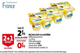 Auchan Riz au lait la laitiere 4 x 115g aanbieding