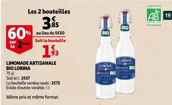 Limonade artisanale bio lorina 75cl