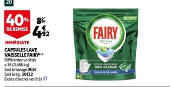 Auchan Capsules lave vaisselle fairy aanbieding