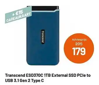 Kamera Express Transcend esd370c 1tb external ssd pcie to usb 3.1 gen 2 type c aanbieding