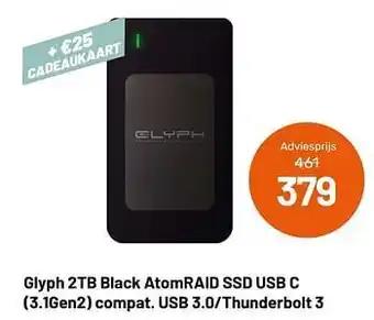 Kamera Express Glyph 2tb black atomraid ssd usb c 3.1gen2 compat. usb 3.0-thunderbolt 3 aanbieding