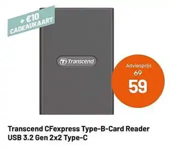 Kamera Express Transcend cfexpress type-b-card reader usb 3.2 gen 2x2 type-c aanbieding
