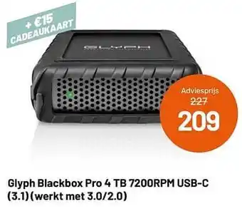 Glyph blackbox pro 4 tb 7200rpm usb-c 3.1 werkt met 3.0-2.0