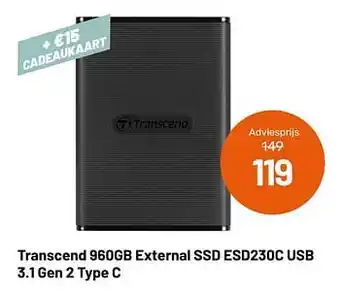 Transcend 960gb external ssd esd230c usb 3.1 gen 2 type c