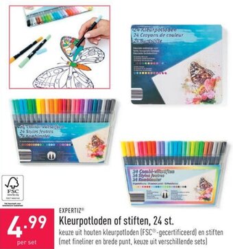 ALDI Expertiz Kleurpotloden of stiften, 24 st. aanbieding